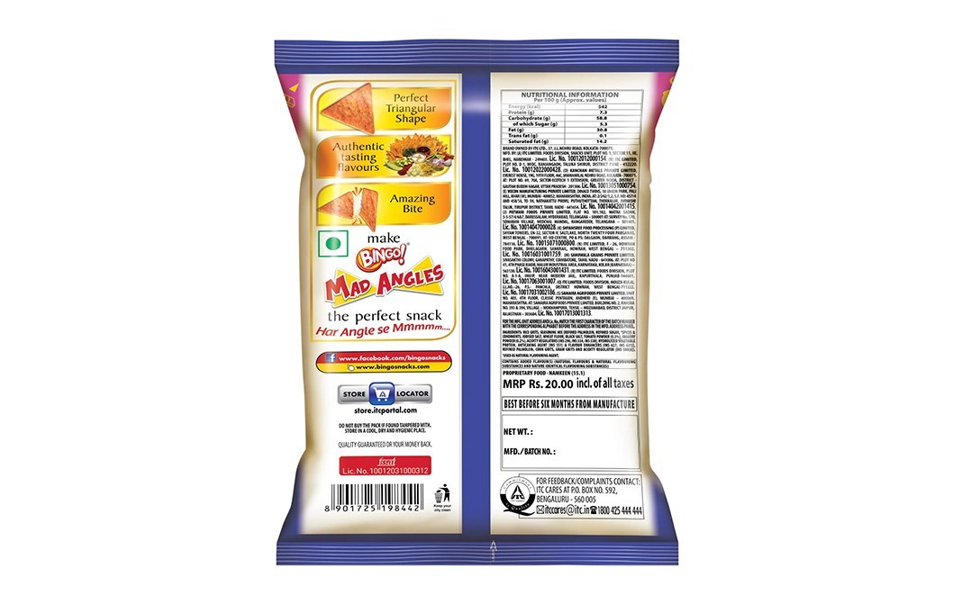 Bingo Mad Angles Chaat Masti Namkeen   Pack  80 grams